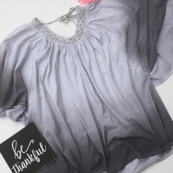tough luv Tops - Tough Luv Grey Ombré Peasant Top sz Lg/XL